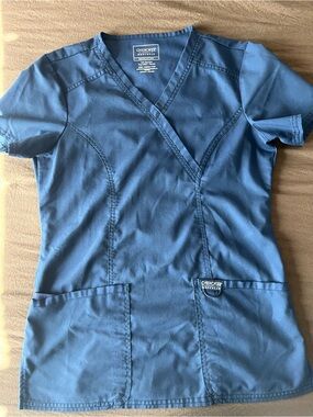 Cherokee Blue V-Neck Scrub Top